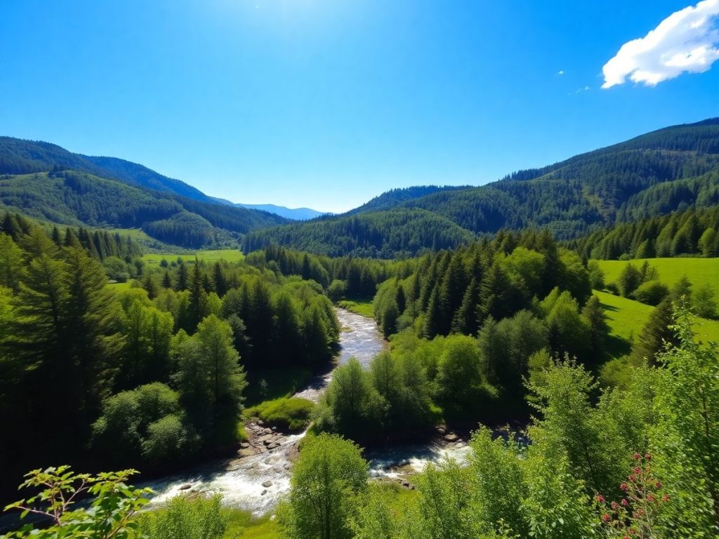Peisaj românesc verde cu resurse naturale.