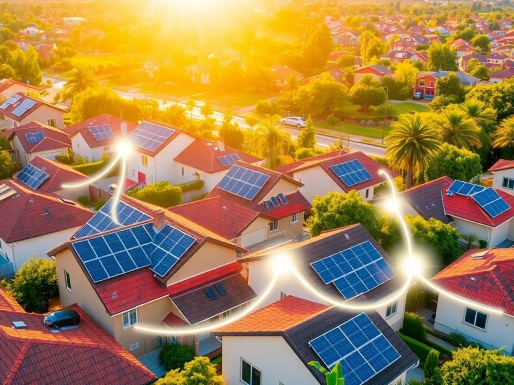Comunitate energetică locală producând energie solară.